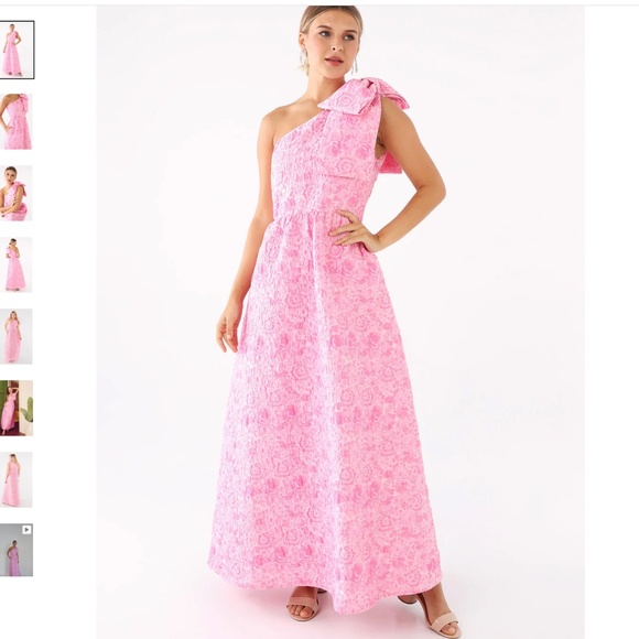 Abbey Glass Small S Caroline Gown pink bubble jacquard nwt - Picture 4 of 8